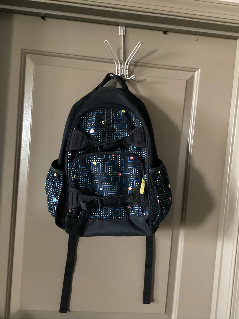 Pottery Barn Kids Black Pac-Man GlowInTheDark Backpack with Multicolor Accents